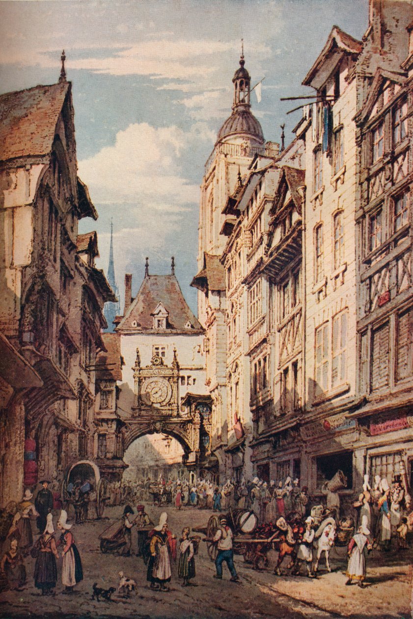 Rue De La Grosse Horloge, Rouen, 1821 - Henry Edridge