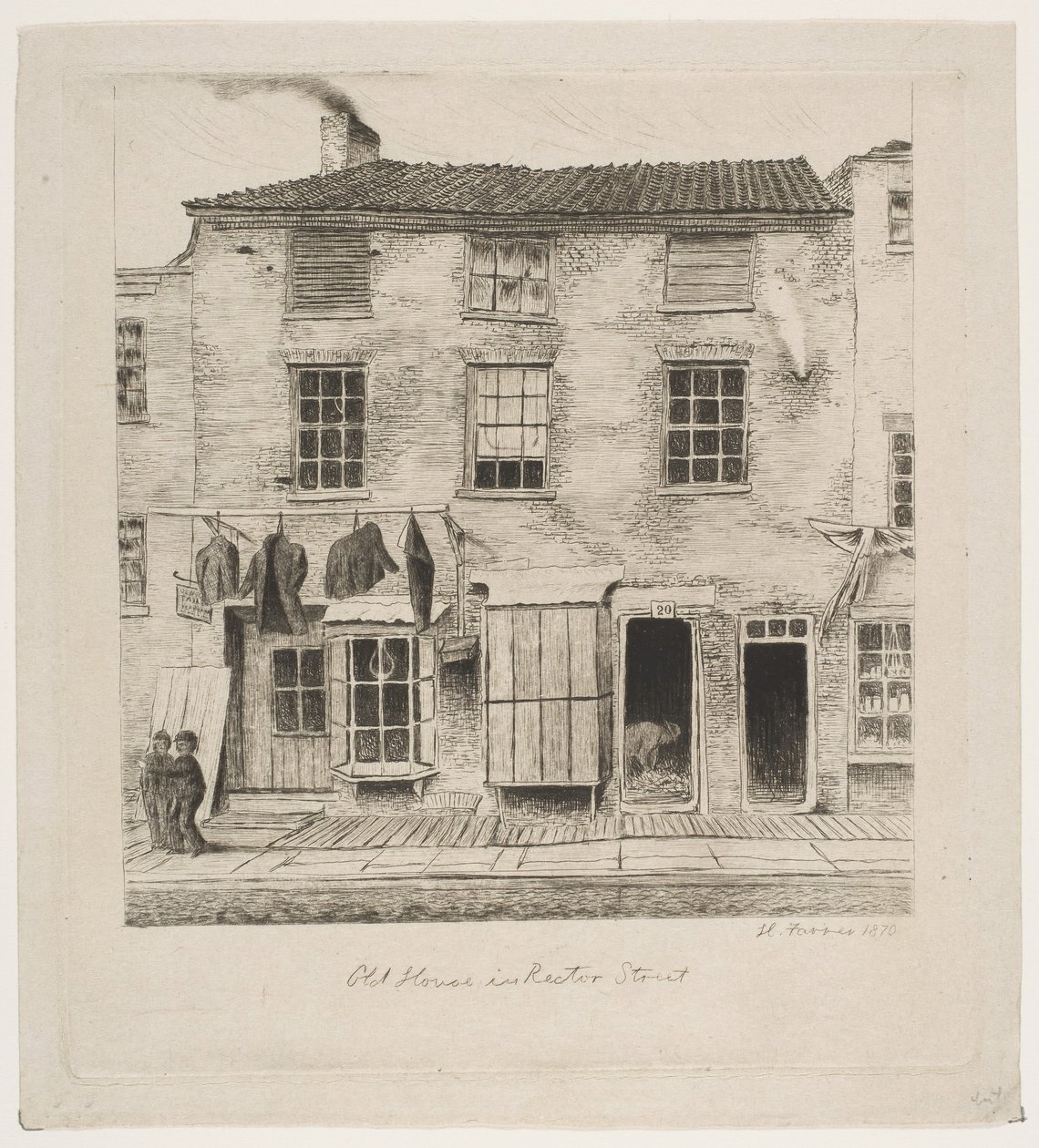 Vieille maison dans Rector Street, de Scènes du vieux New York - Henry Farrer