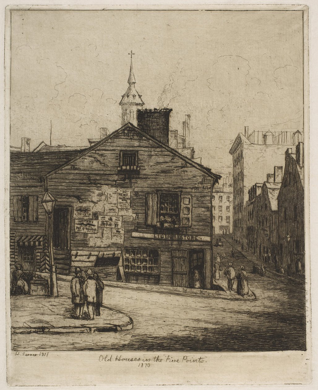 Vieilles maisons dans les Five Points, 1870 de Scènes du vieux New York, 1871 - Henry Farrer