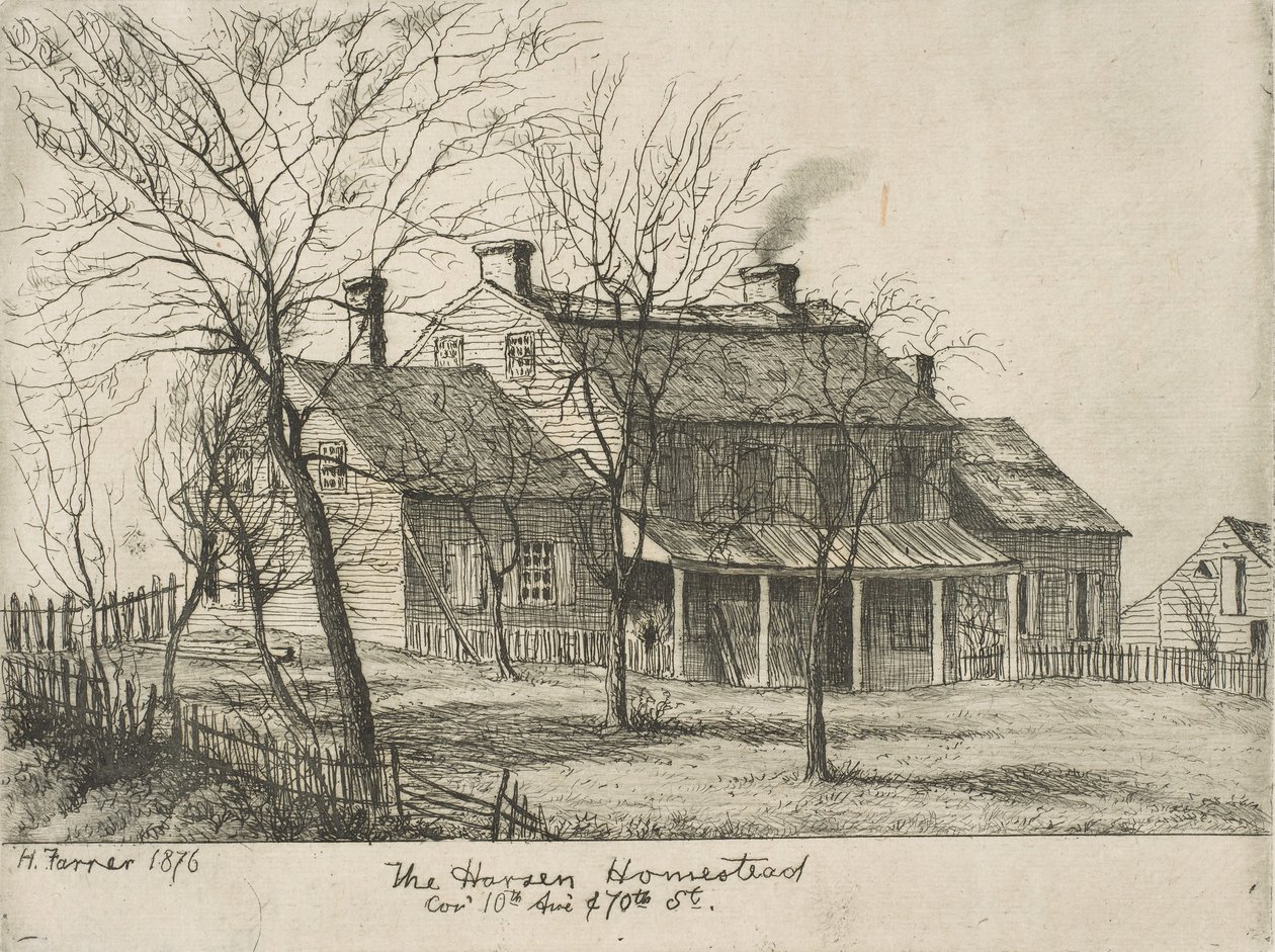 La ferme Harsen, coin de la 10ème avenue et de la 70ème rue, des Scènes du vieux New York, 1876 - Henry Farrer