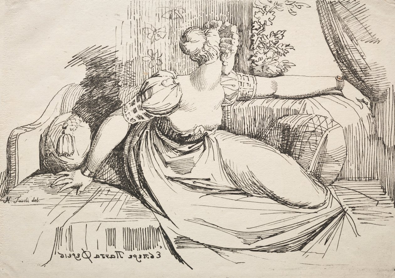 Spécimens de polyautographie : Femme sur un canapé - Johann Heinrich Füssli