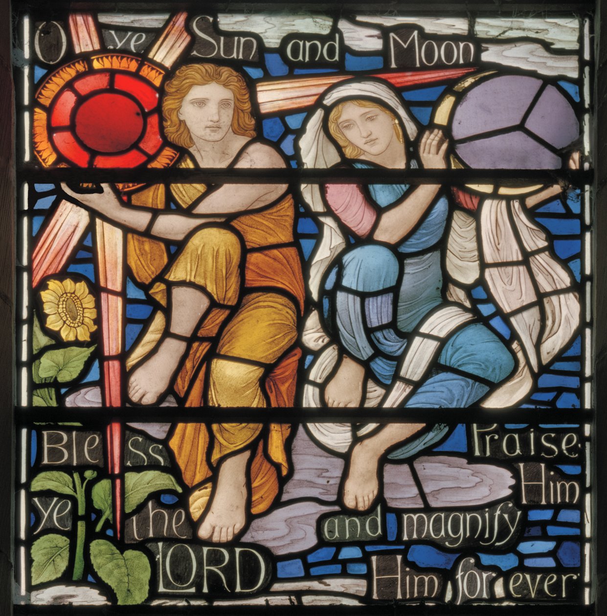 Ô vous soleil et lune, détail de la fenêtre Benedicite - Henry Holiday