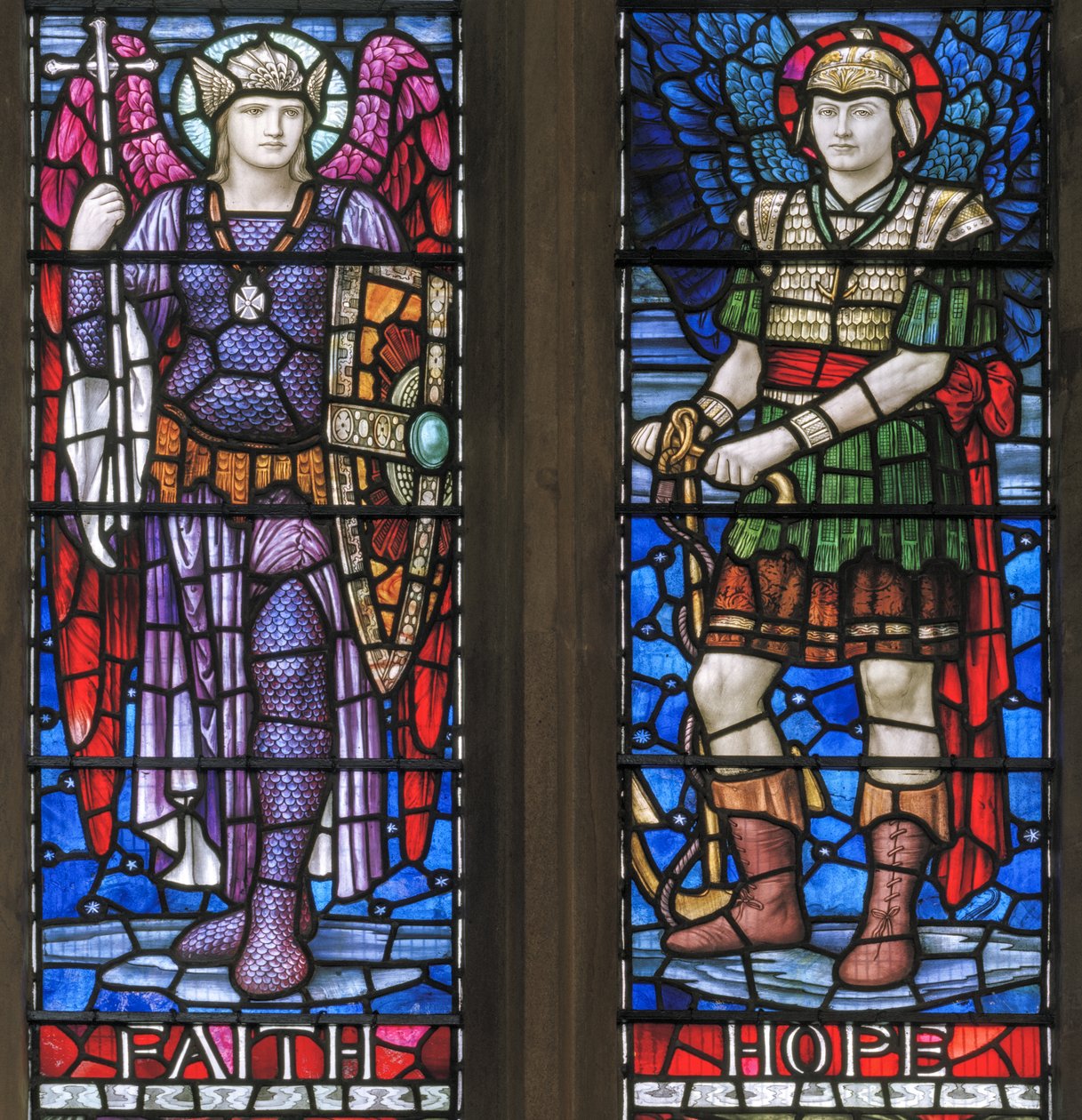 Yeovil, St John The Baptist, Lowndes & Drury, Henry Holiday, Foi & Espoir, 1917-18 - Henry Holiday