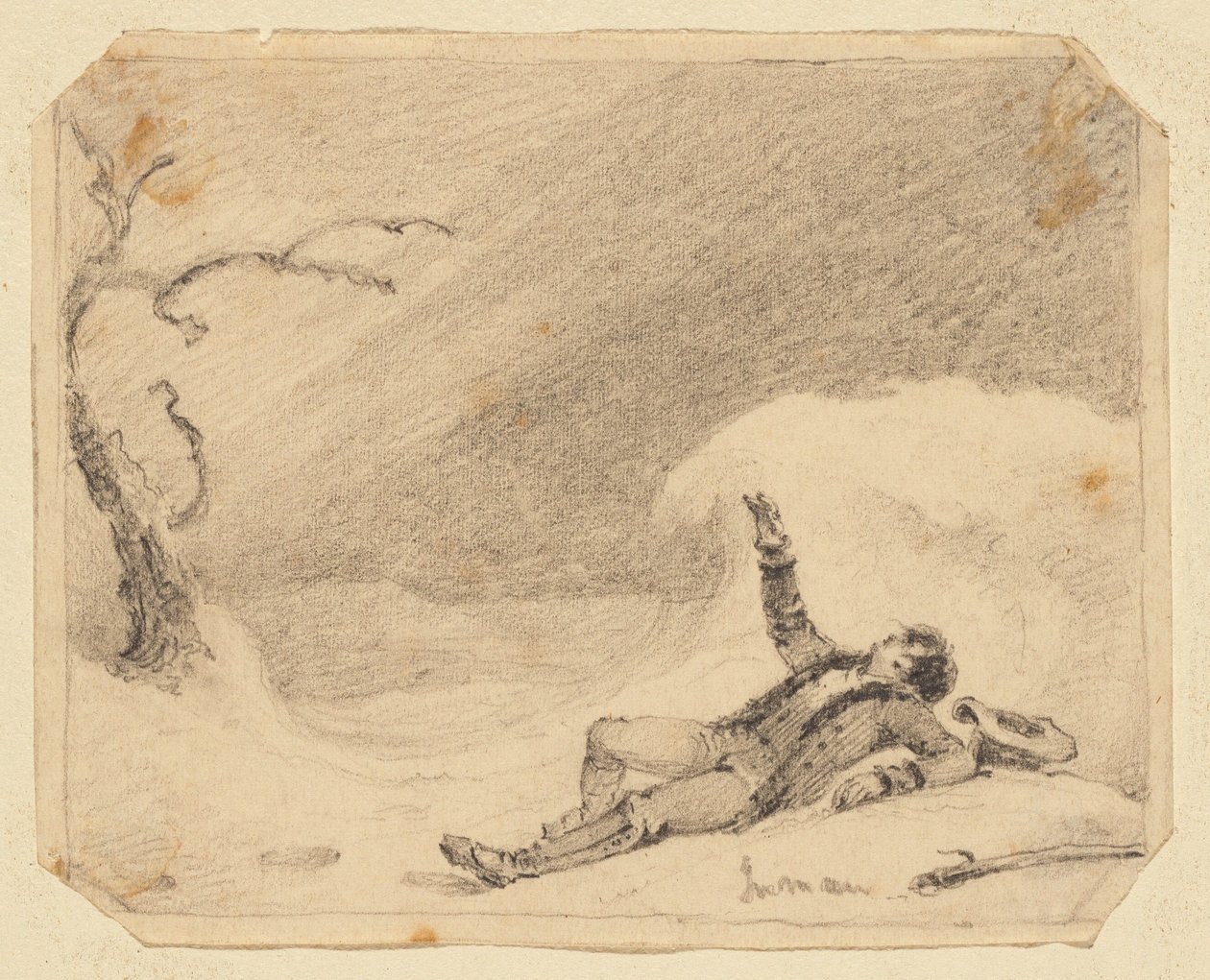 Homme dans la neige - Henry Inman