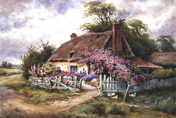 Jolie chaumière avec des canards - Henry John Sylvester Stannard