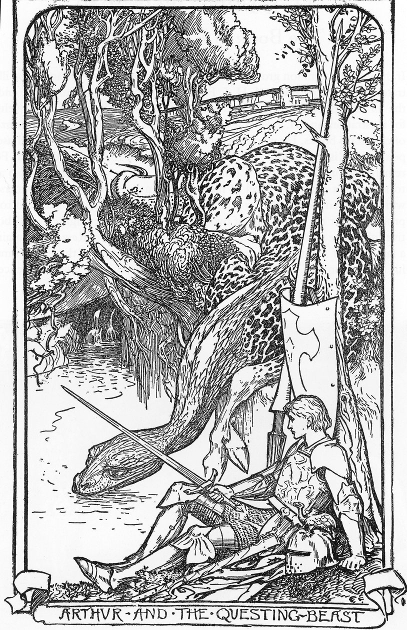 Le roi Arthur et la Bête de Quête Illustration par HJ Ford (1860-1940) de « Le livre de la romance » 1902 Collection privée - Henry Justice Ford