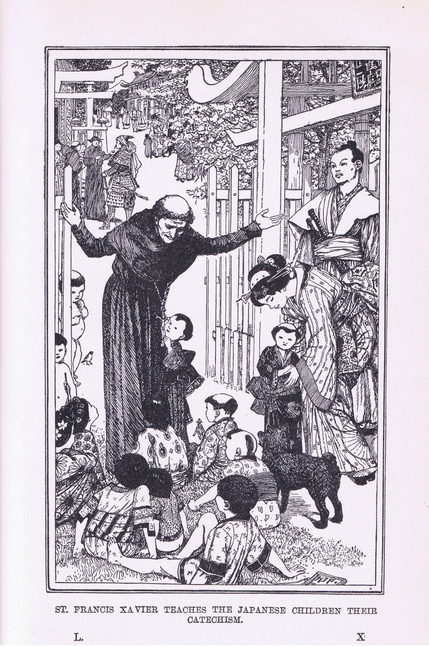 Saint François Xavier enseigne le catéchisme aux enfants japonais - Henry Justice Ford