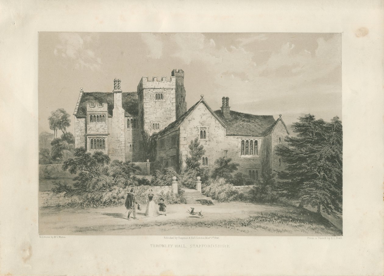 Throwley Hall: lithotint, nd [vers 1845] | Henry Lark Pratt