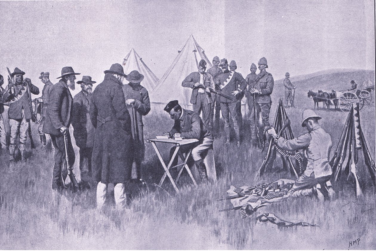 Prêter serment de neutralité, illustration de Après Pretoria : La guerre de guérilla, 1902 - Henry Marriott Paget