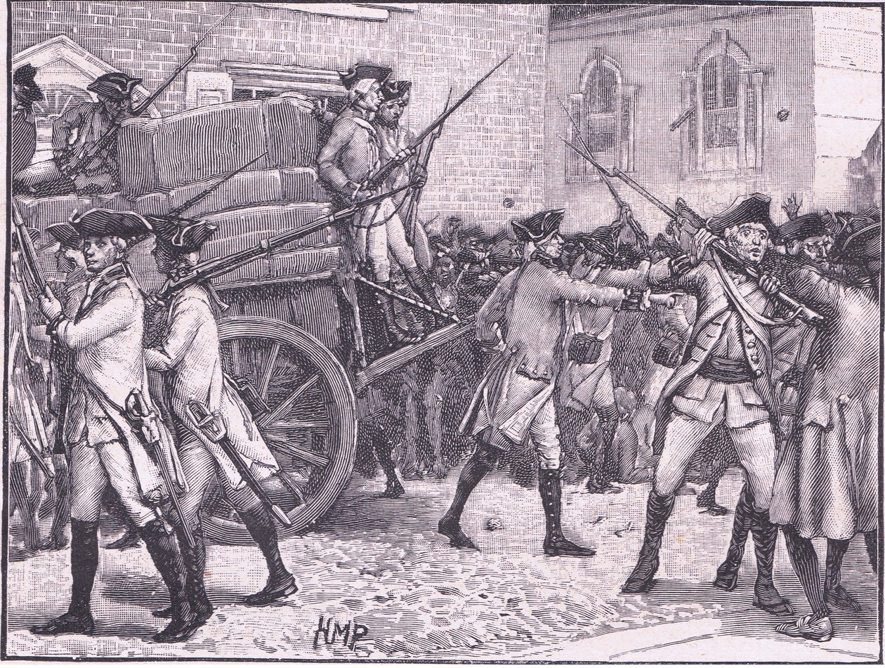 Troupes escortant le papier timbré à l