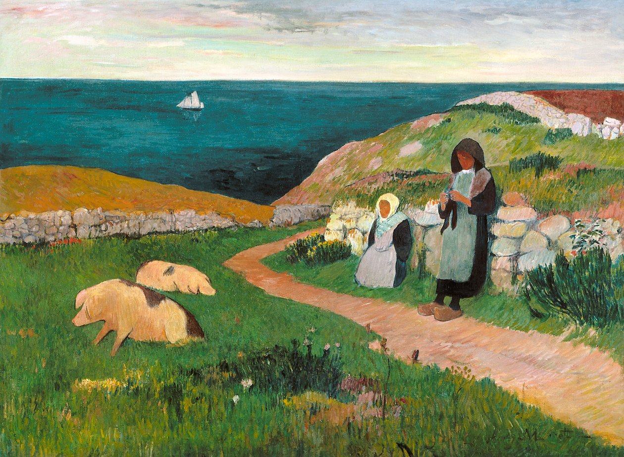Jeunes filles bretonnes dans le champ - Henry Moret