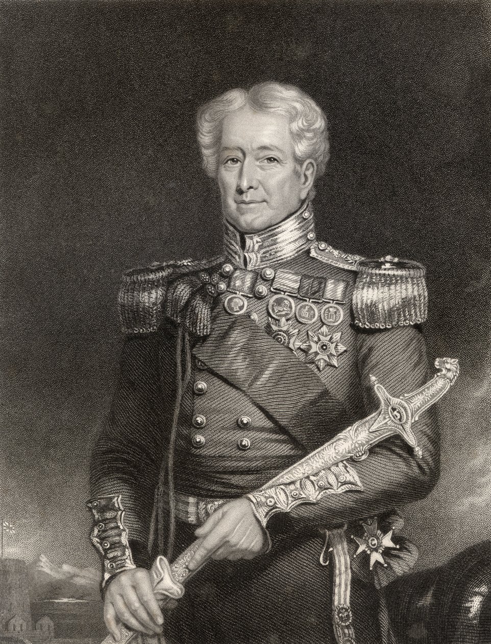 Sir Robert Henry Sale, gravé par F. Holl, de 