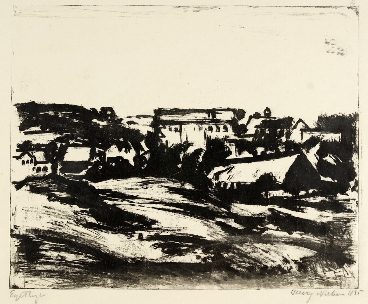 Paysage vallonné avec maisons - Henry Nielsen
