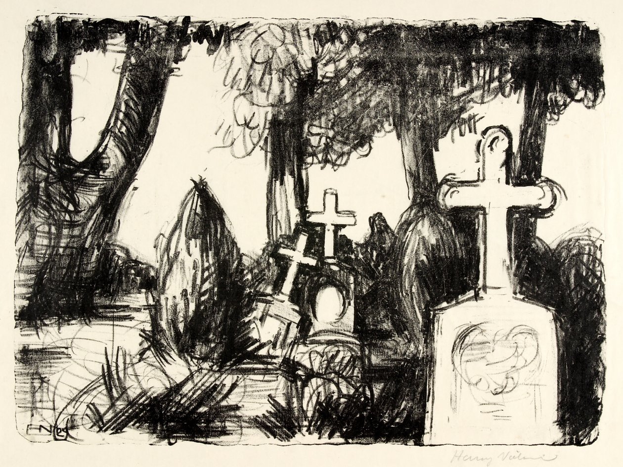 Cimetière avec trois pierres tombales - Henry Nielsen