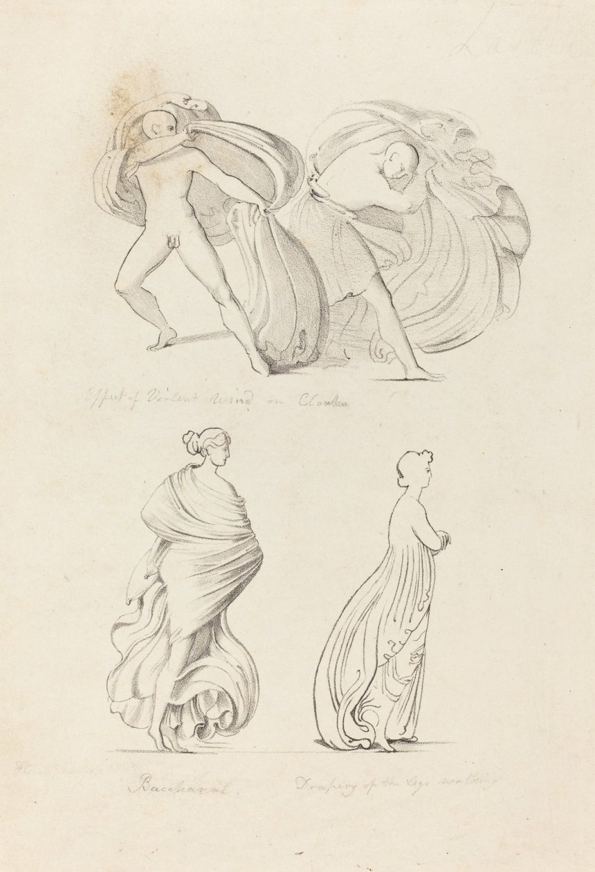 Draperie, trois figures, une bacchante et deux de la nature - Henry Noel Humphreys after John Flaxman
