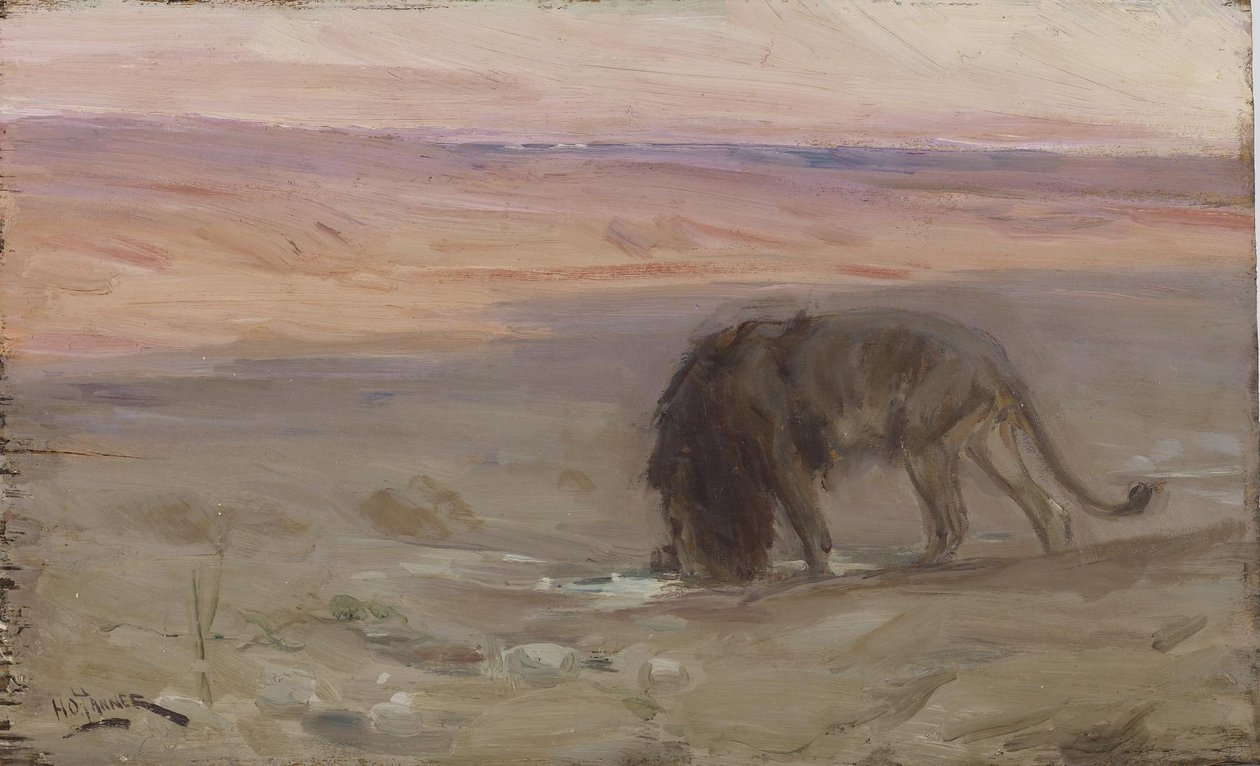 Un lion en train de boire - Henry Ossawa Tanner