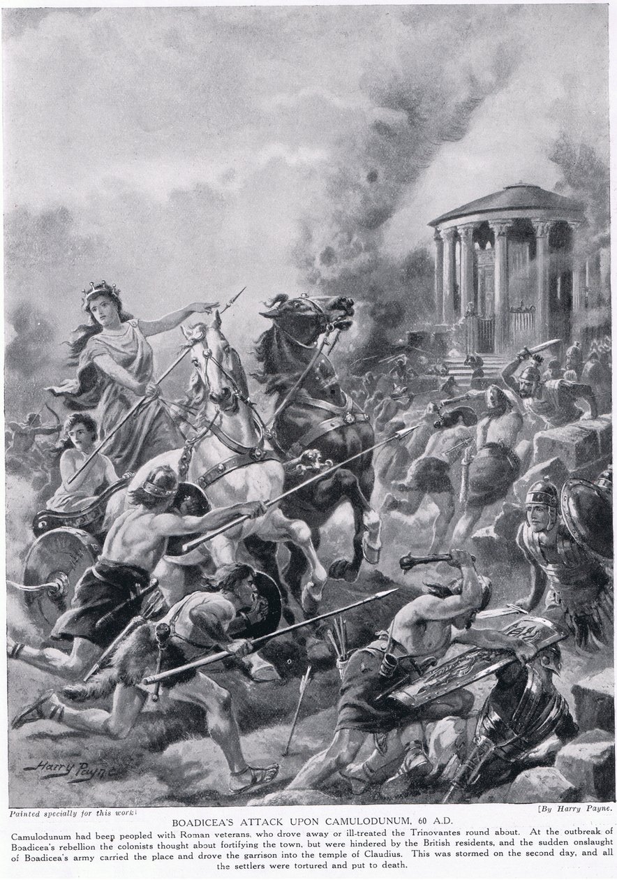 Attaque de Boadicée sur Camulodunum, illustration de 