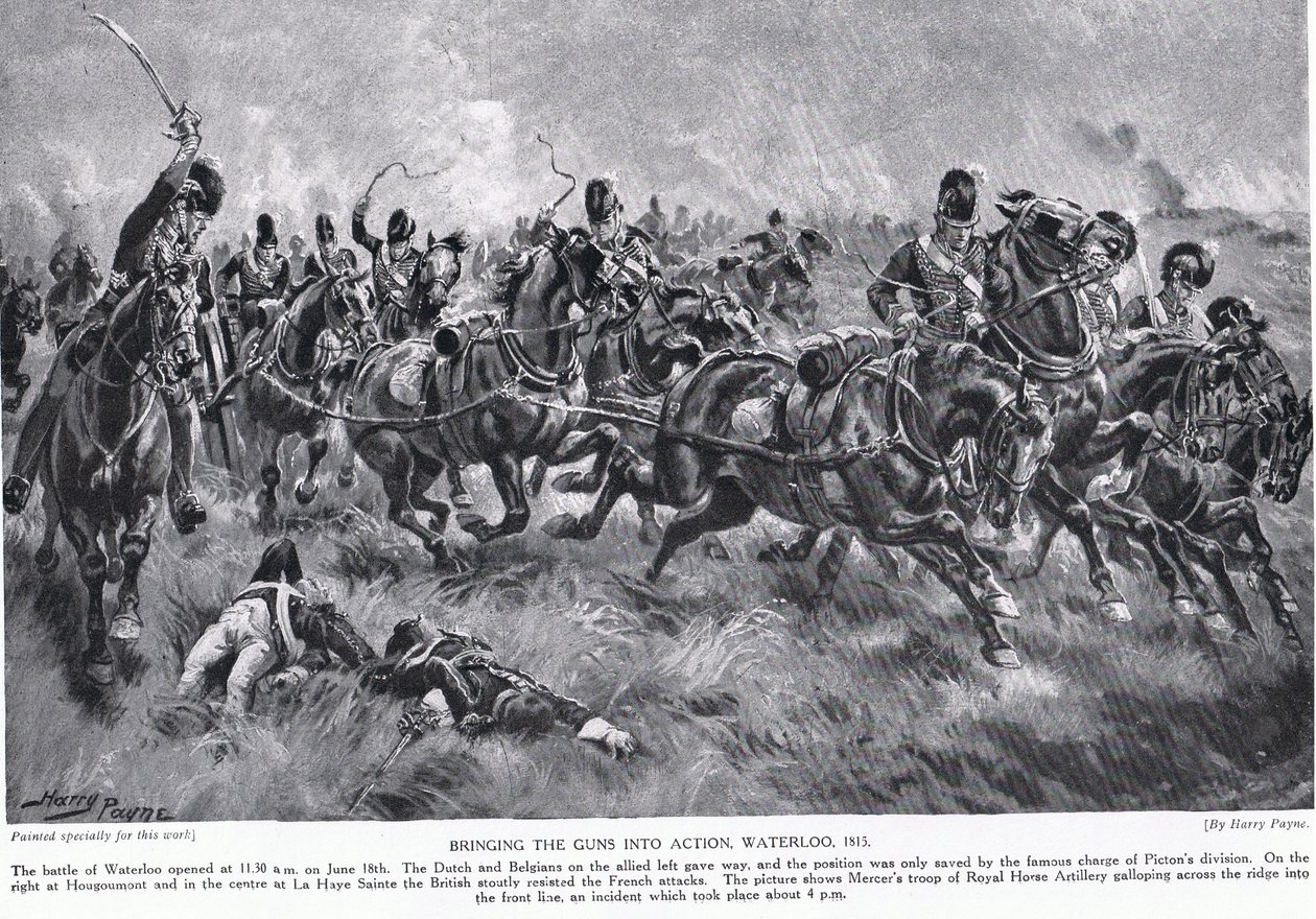 Mise en action des canons, Waterloo, illustration de 