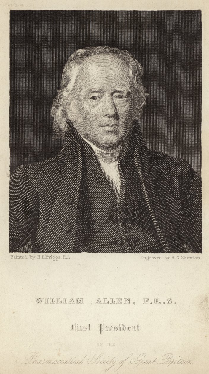 William Allen - Premier président de la Société pharmaceutique de Grande-Bretagne (1770-1843) (gravure) - Henry Perronet (after) Briggs