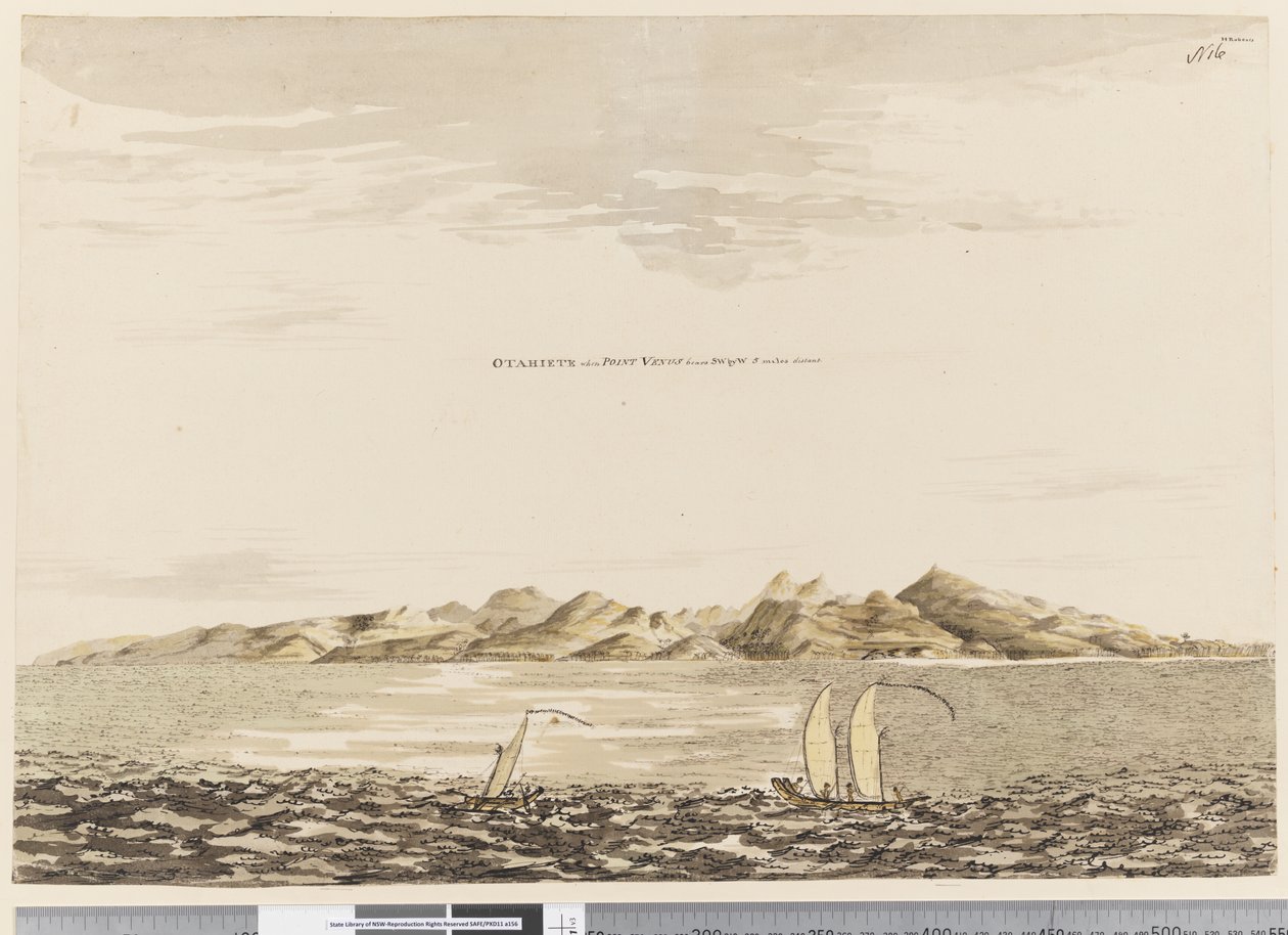 Page 16 Otaheite, quand la pointe Vénus est à S.O. par O. à 5 miles de distance, 1768-75 - Henry Roberts