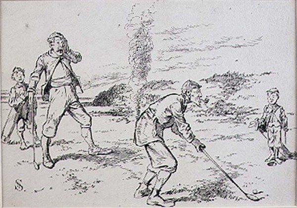 Le golfeur distrait, illustration du magazine 'Graphic', pub. c.1870