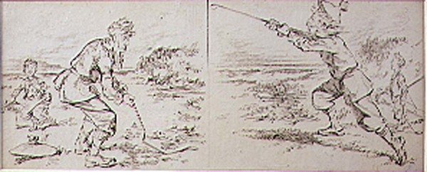 Le golfeur dérangé par une rafale de vent, illustration du magazine 
