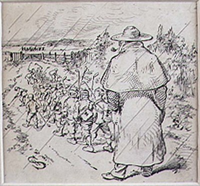 Les écoliers golfeurs sous la pluie, illustration du magazine 