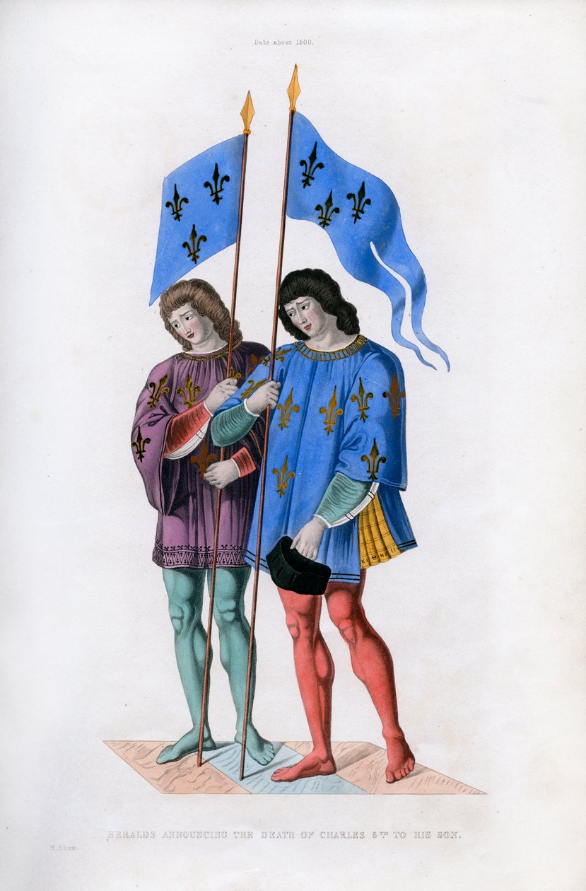 Hérauts annonçant la mort de Charles VI à son fils, vers 1500, 1843 - Henry Shaw