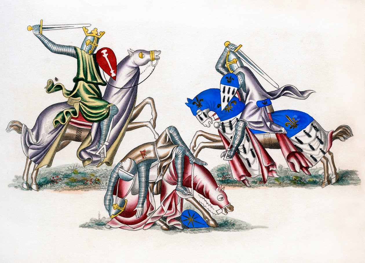 Chevaliers combattant, vers 1260, 1843 - Henry Shaw