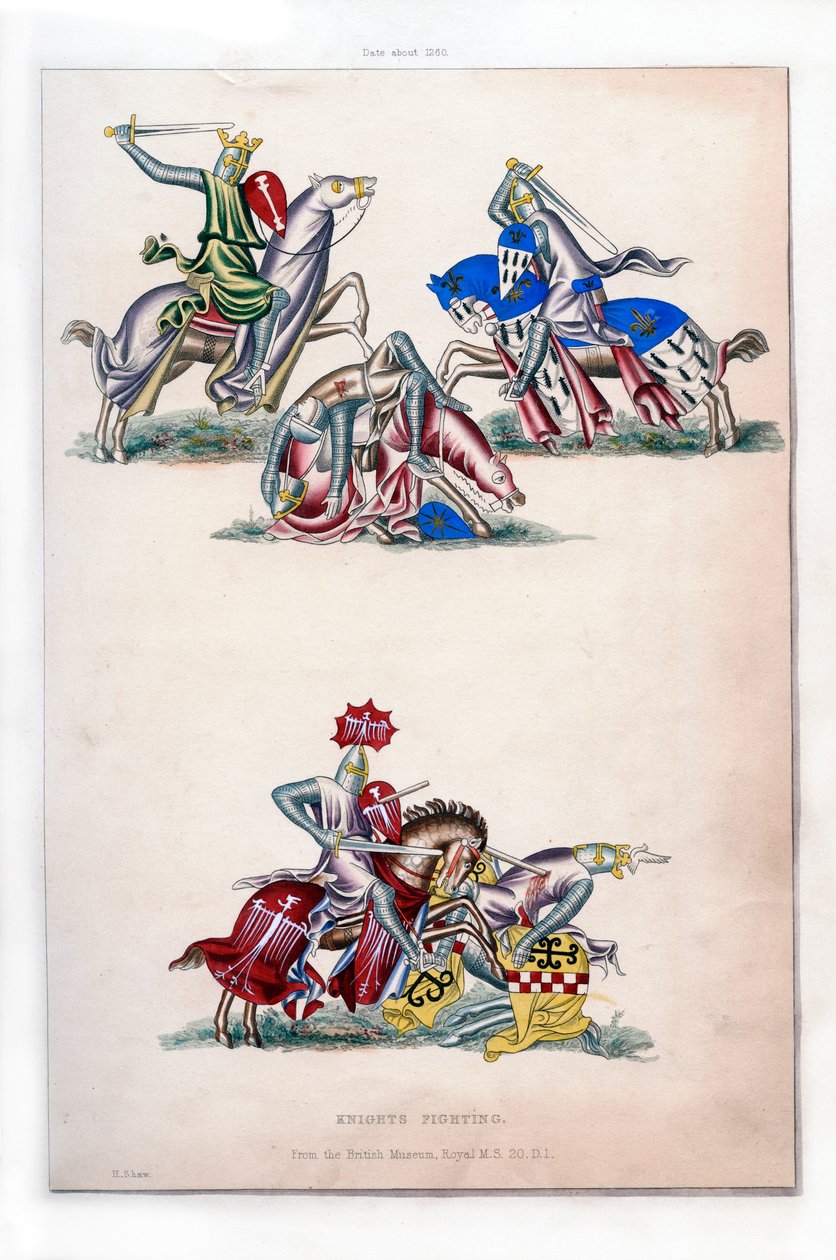 Chevaliers combattant, vers 1260, 1843 - Henry Shaw