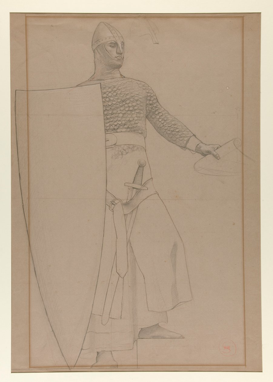 Sans titre [Étude au graphite de la décoration murale dans la salle de réunion du bâtiment Prudential Life Insurance à Newark, New Jersey] - Henry Siddons Mowbray