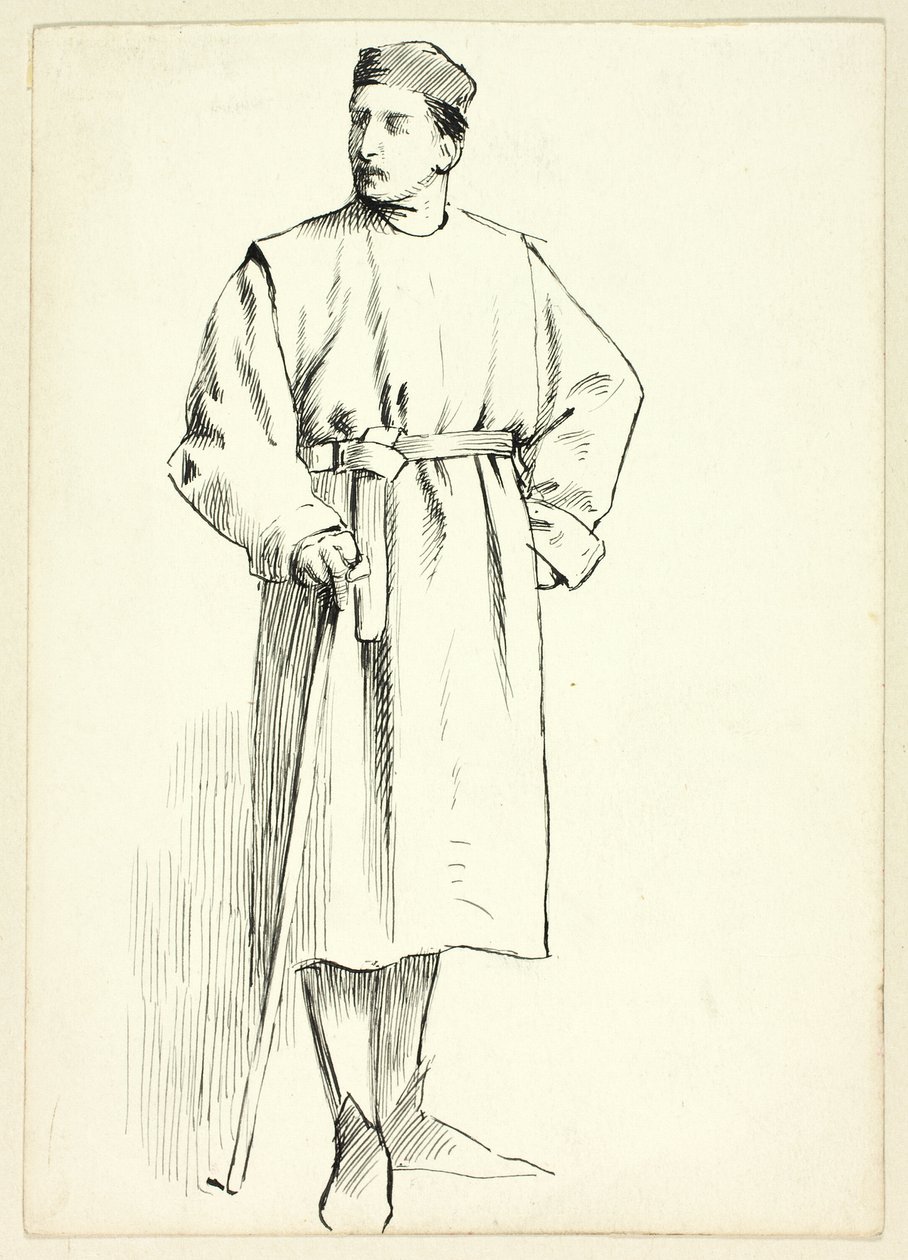 Homme debout tenant un bâton, main sur la hanche - Henry Stacy Marks