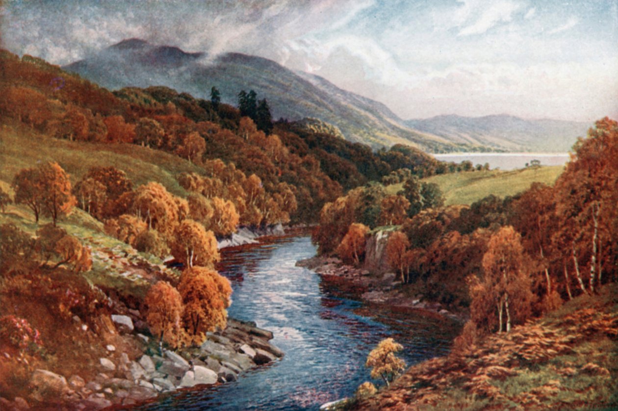 Rivière Awe se jetant dans le Loch Etive, Argyllshire (lithographie couleur) - Henry Sutton Palmer