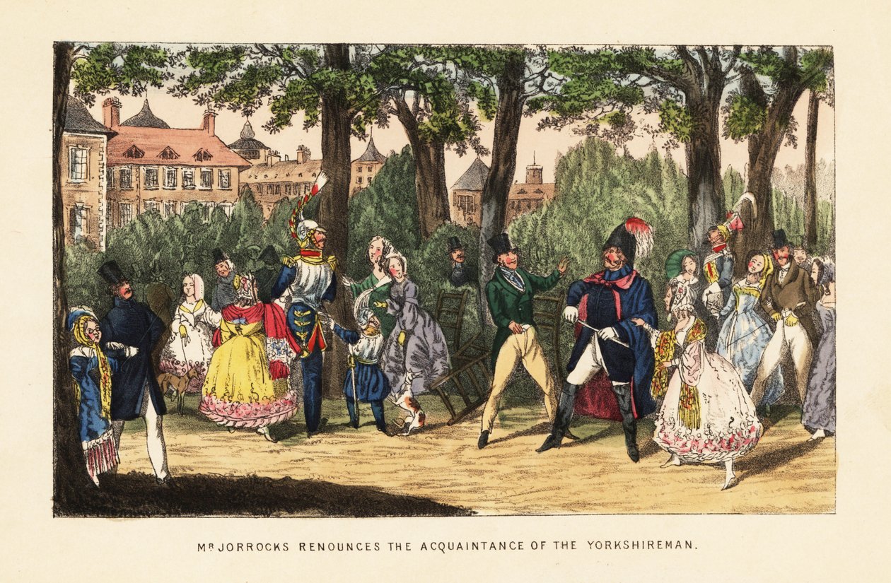 Touristes anglais se promenant dans le jardin des Tuileries, Paris - Henry Thomas (after) Alken