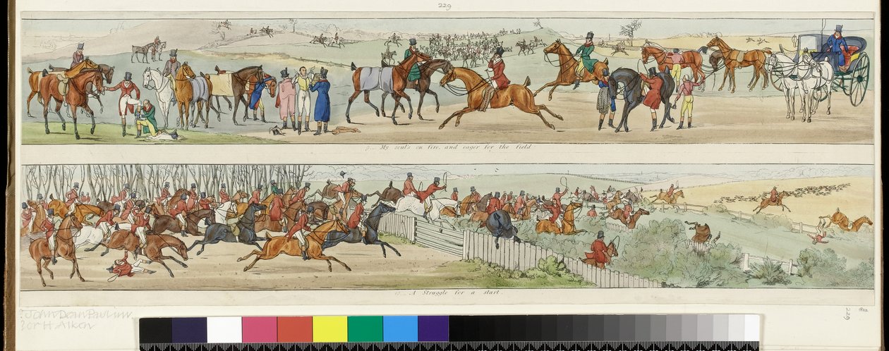9. Mon âme est en feu et avide de champ de bataille ! 10. Une lutte pour un départ. Une excursion de chasse à Melton Mowbray, 1822 - Henry Thomas Alken