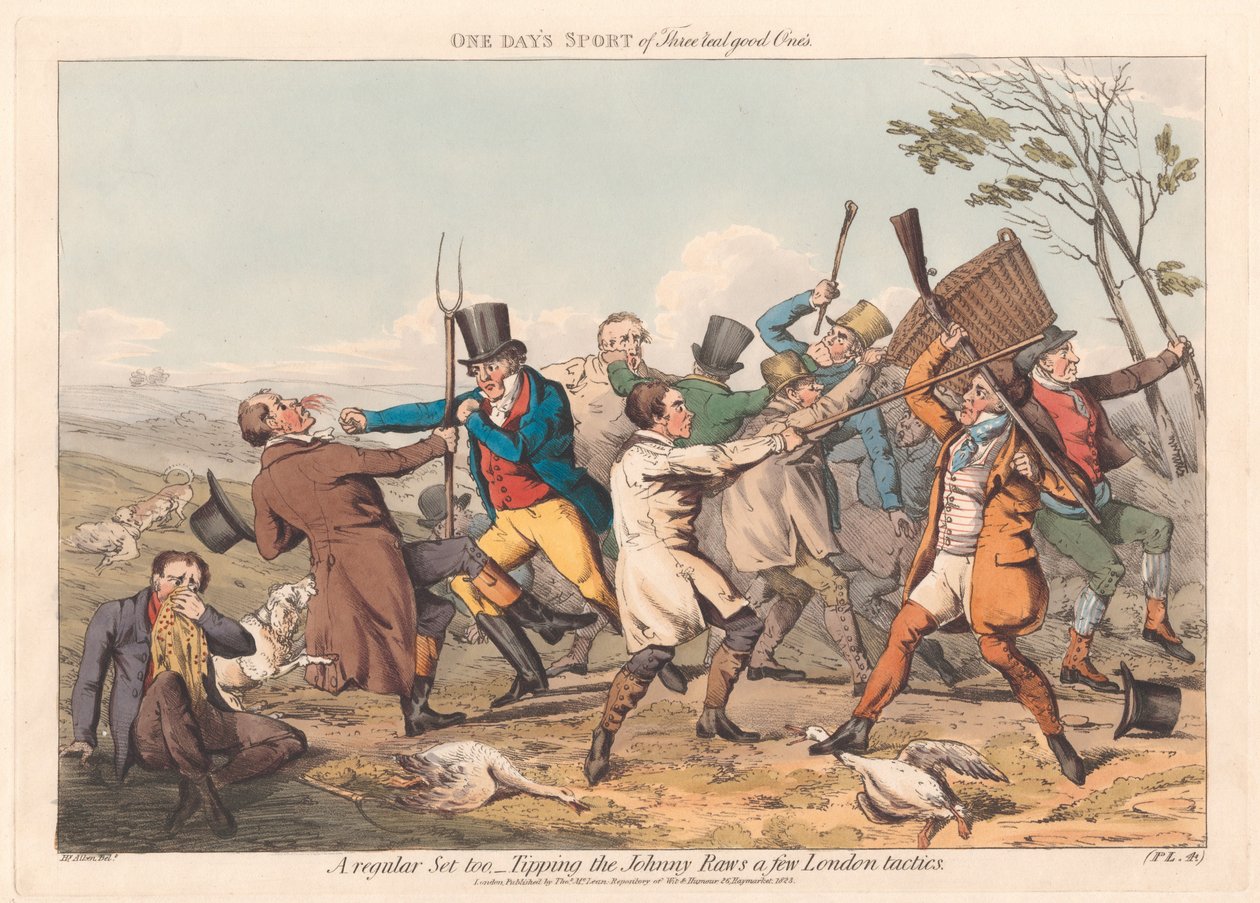 Lot de six exemplaires avec couverture imprimée et page de titre : « Shooting, ou Une journée de chasse entre trois vrais braves gars » - Henry Thomas Alken