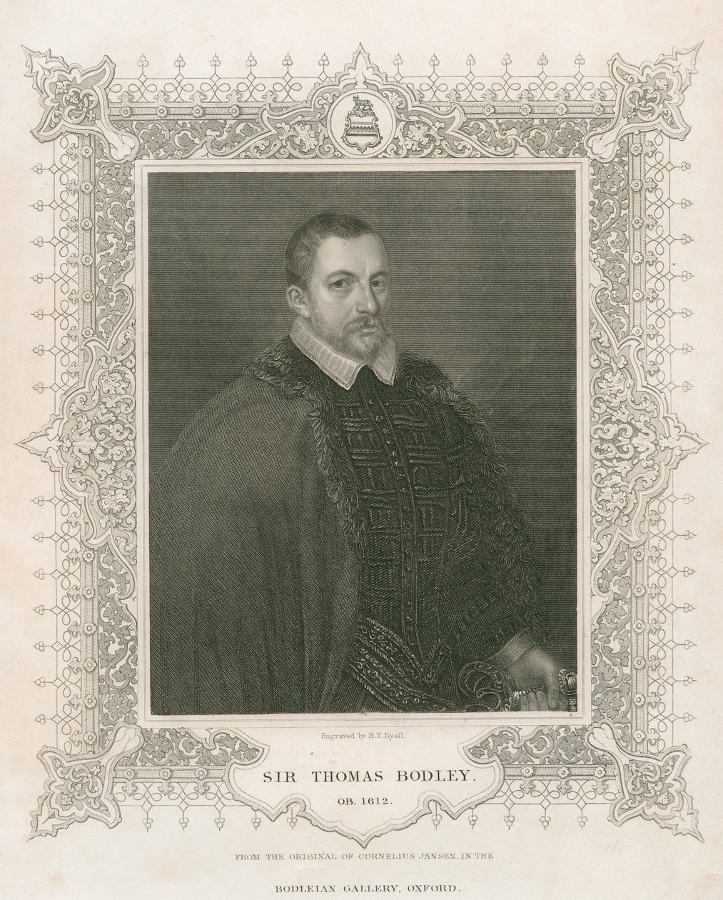 Portrait de Sir Thomas Bodley (1545-1613) (gravure) - Henry Thomas Ryall