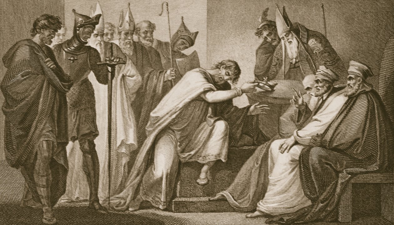 Édouard II abdiquant sa couronne, gravé par Schiavonelli, illustration de 