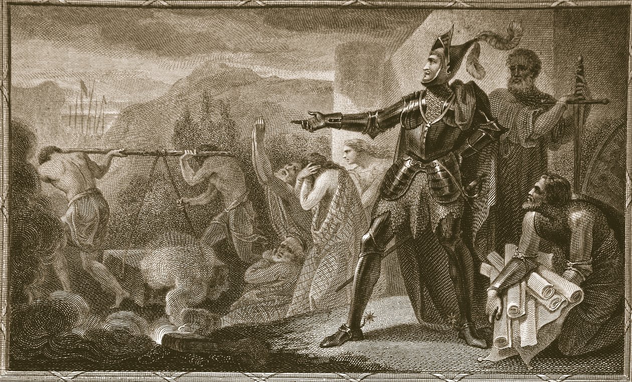 Édouard Ier retirant la pierre de Scone, gravé par Neagle, illustration de 