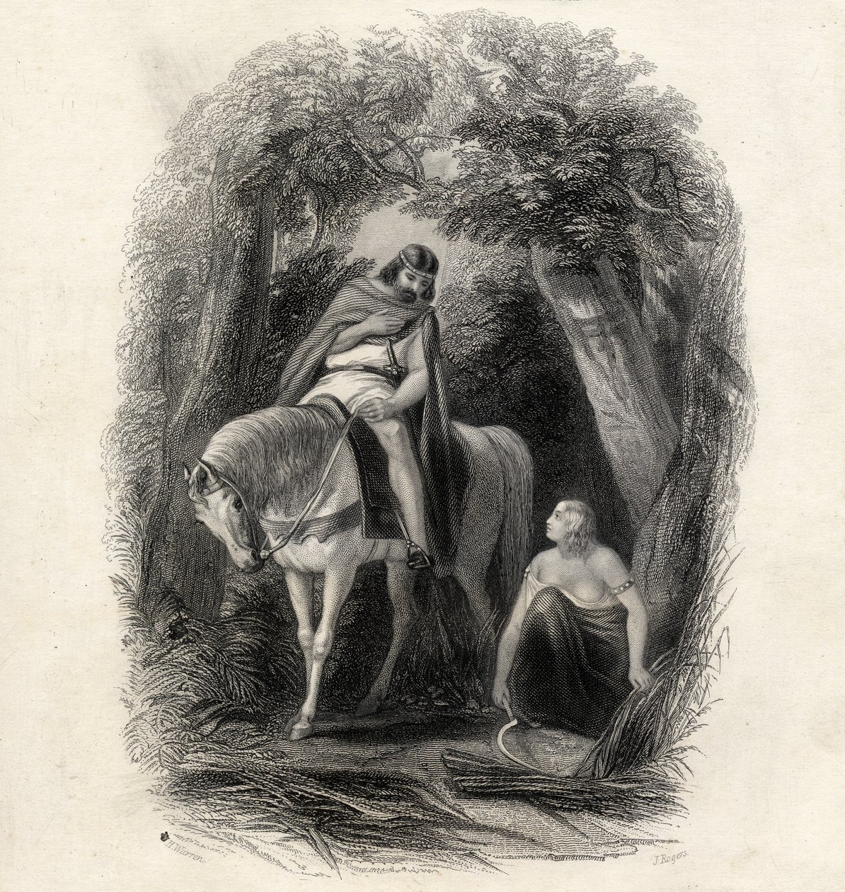 Roi Cormac (d.1138) et la Belle Eithne, gravé par J.Rogers, de 
