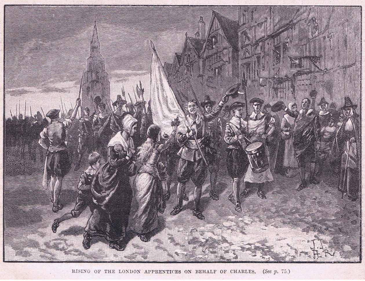 Soulèvement des apprentis de Londres en faveur de Charles Ier en 1648 - Herbert Railton