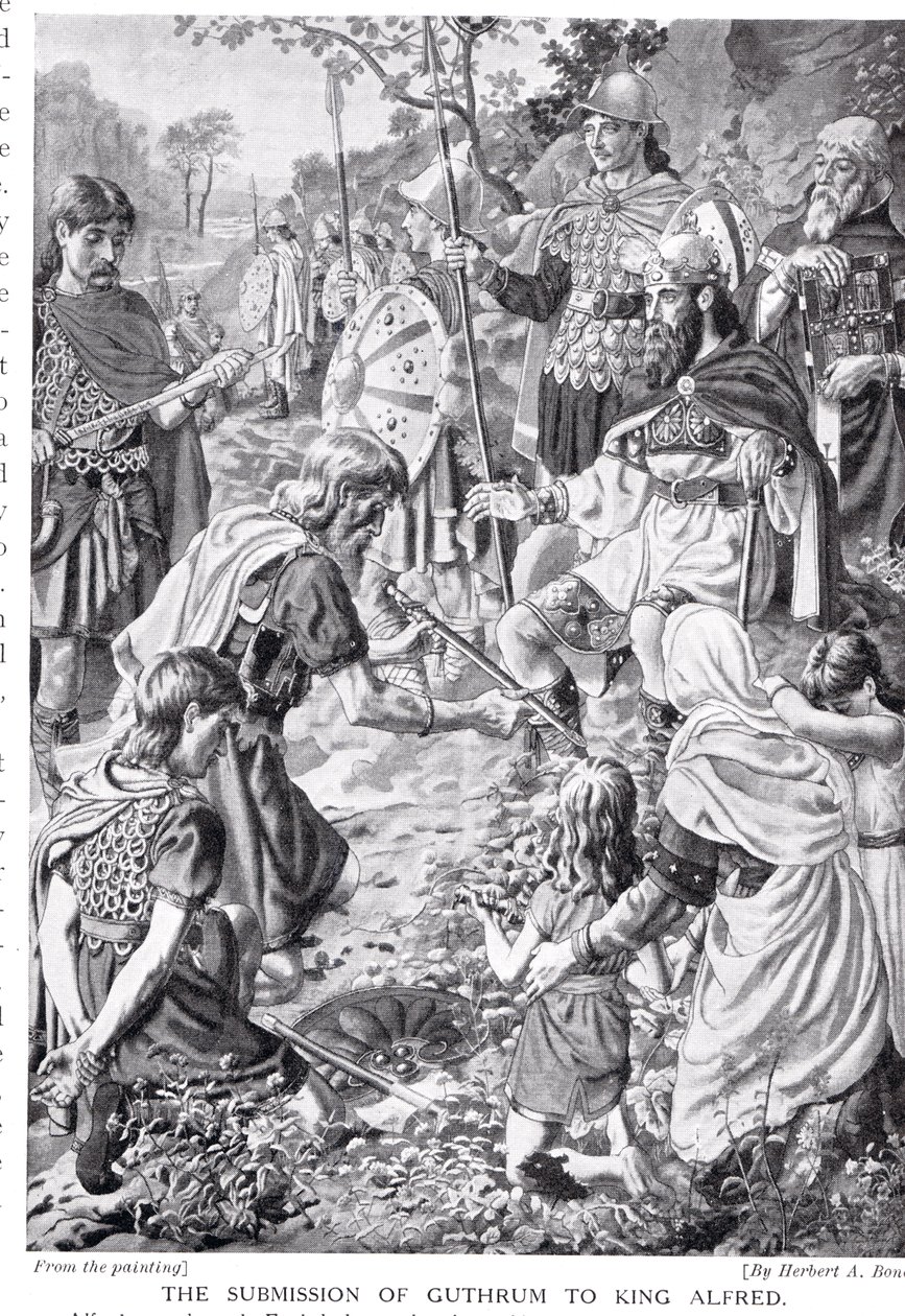 La soumission de Guthrum au roi Alfred, illustration de 