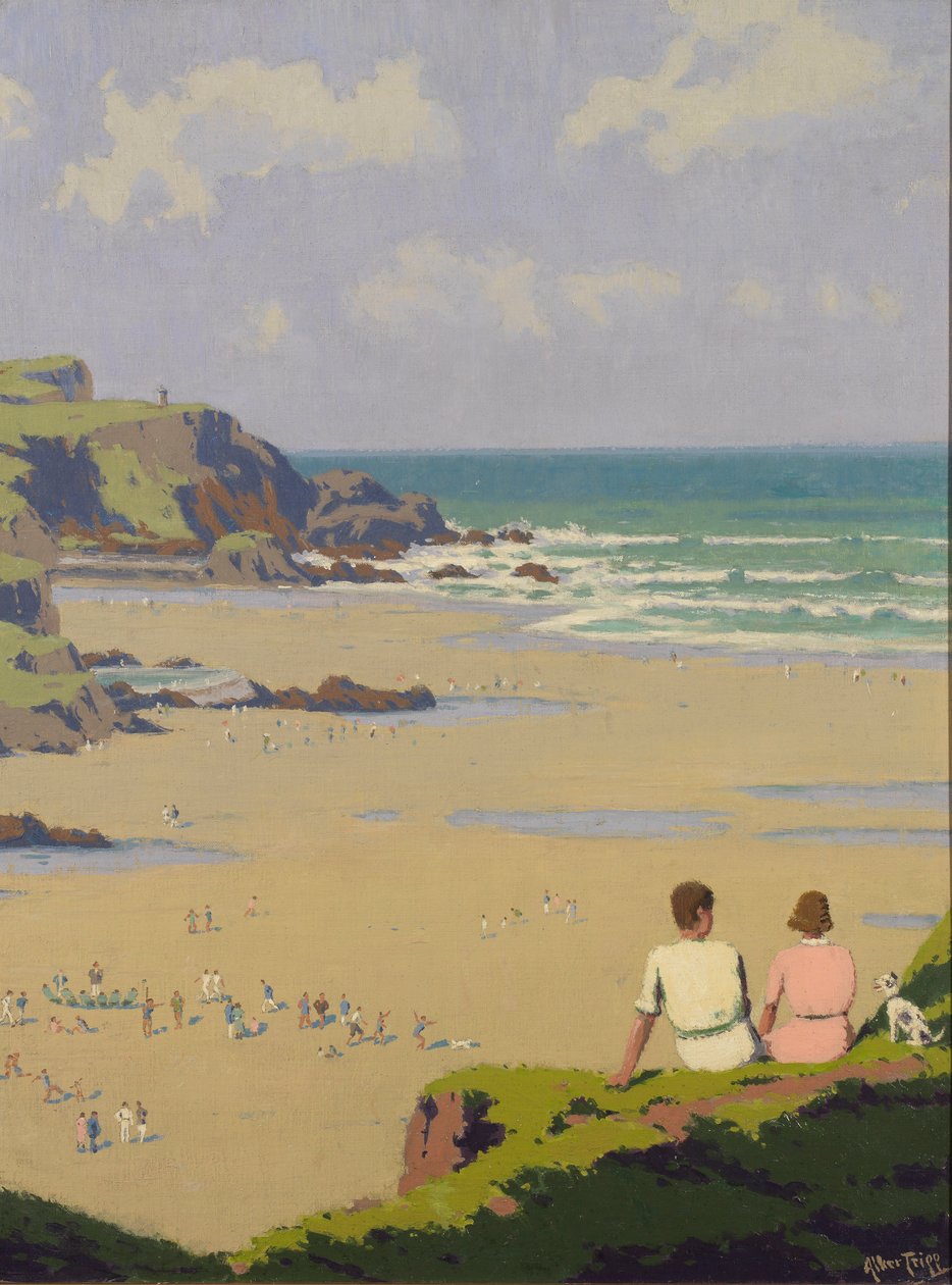 Plage de Summerleaze (huile sur toile) - Herbert Alker Tripp