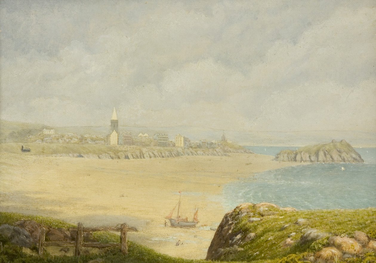 Tenby, la plage (huile sur toile) - Herbert Isambard Owen