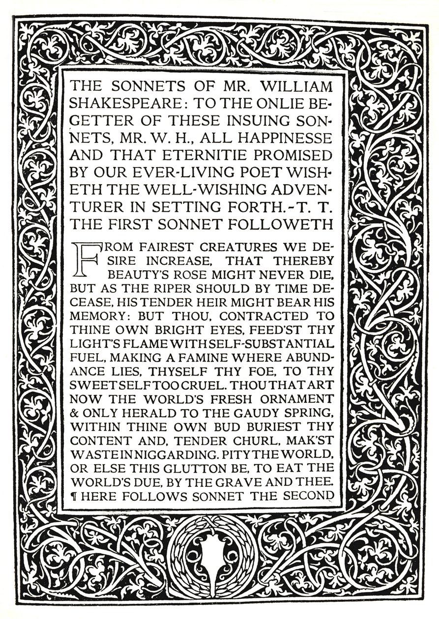 Riccardi Press : Page des Sonnets de Shakespeare, vers 1914 - Herbert Percy Horne