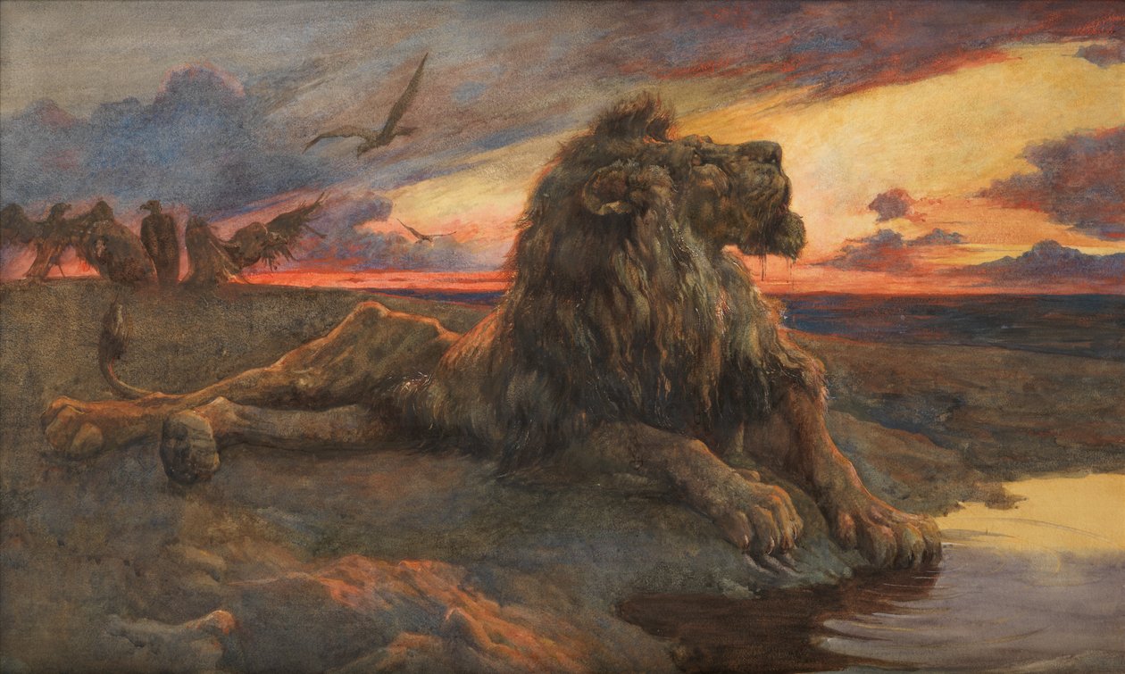 Étude pour Le Lion Mourant - Herbert Thomas Dicksee