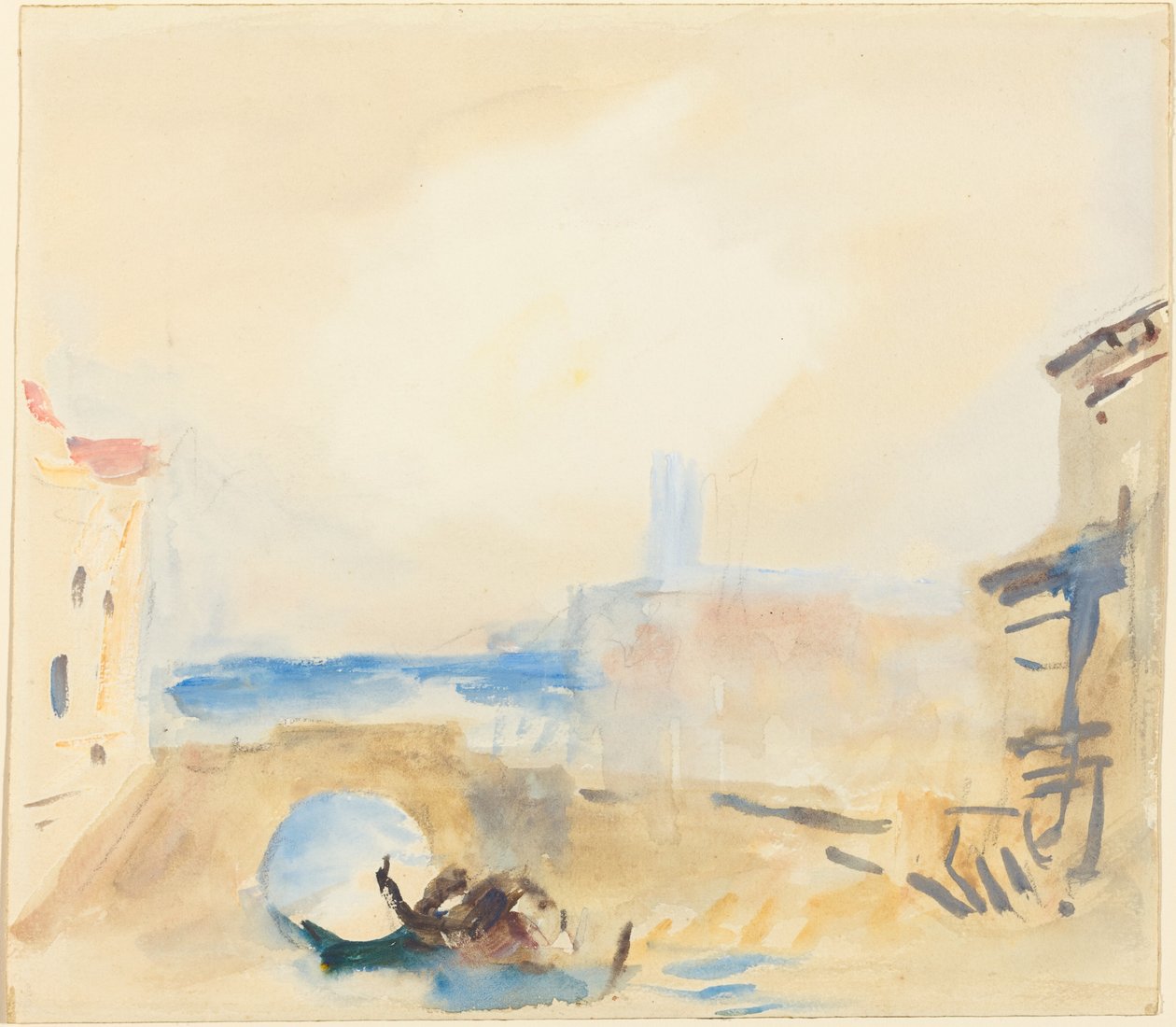 Une gondole passant sous un pont à Venise - Hercules Brabazon Brabazon