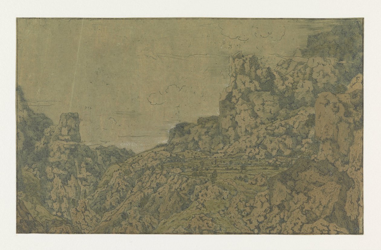 Paysage de montagne avec un plateau - Hercules Segers