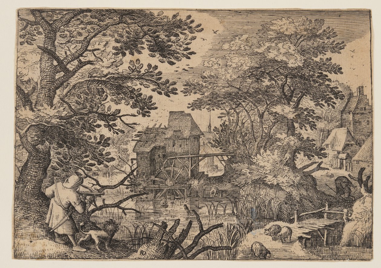 Paysage fluvial avec un sportif - Herman Duning