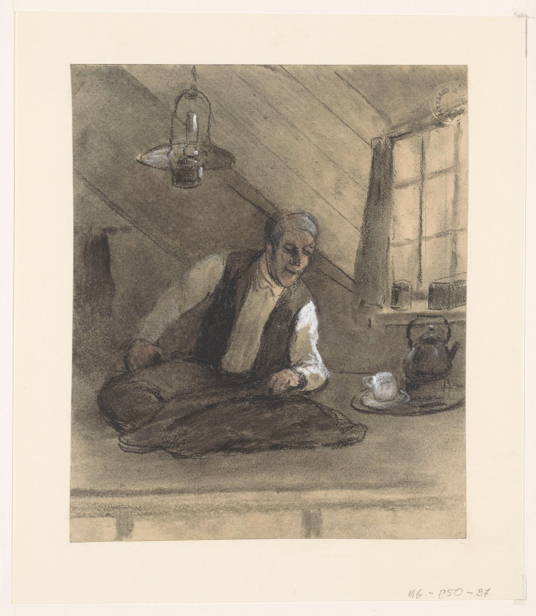 Tailleur travaillant dans une chambre mansardée - Herman Heijenbrock (possibly)